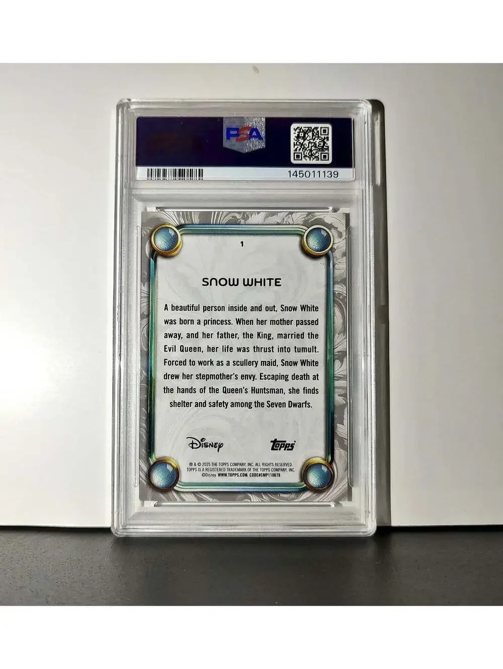 Snow White 2025 Topps Disney #1 Winter Snow White and the Seven Dwarfs PSA 9